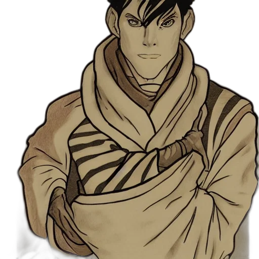 jacket, staff, concept art, comic book art transparent PNG cut-out