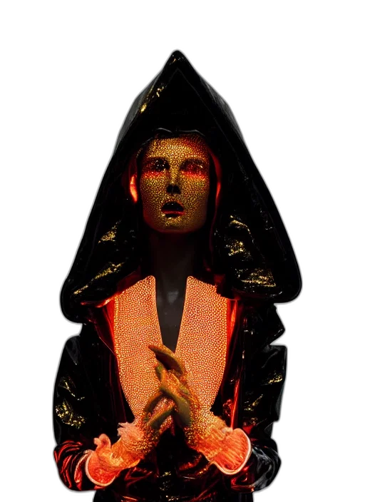 mask, jacket, face, staff, 3d render, concept art, cyberpunk, photorealistic transparent PNG cut-out