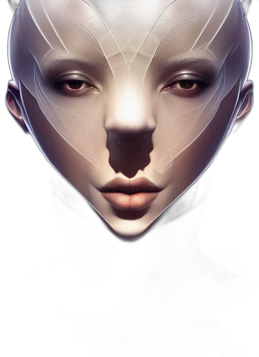 face, mask, robot, creature, concept art, photorealistic, cyberpunk, fantasy art transparent PNG cut-out