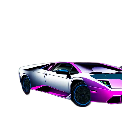car, weapon, 3d render, vaporwave transparent PNG cut-out