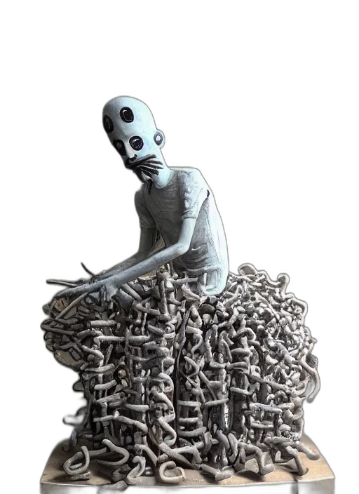 robot, creature, weapon, staff transparent PNG cut-out
