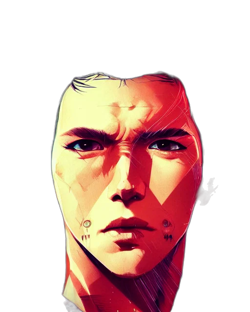 face, mask, robot, jacket, comic book art, photorealistic, cyberpunk, concept art transparent PNG cut-out