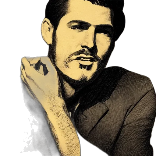 face, cartoon, photorealistic, comic book art, pencil sketch, drawing, robbie, basho transparent PNG cut-out