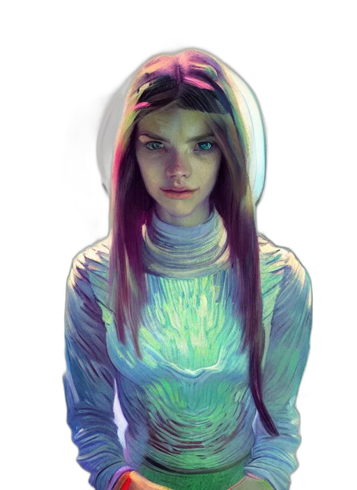 jacket, face, robot, dress, concept art, cyberpunk, fantasy art, pixel art transparent PNG cut-out