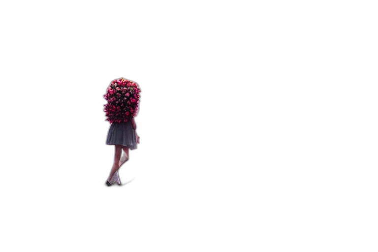 hair, dress, flower, umbrella, 3d render, concept art, pixel art, vaporwave transparent PNG cut-out