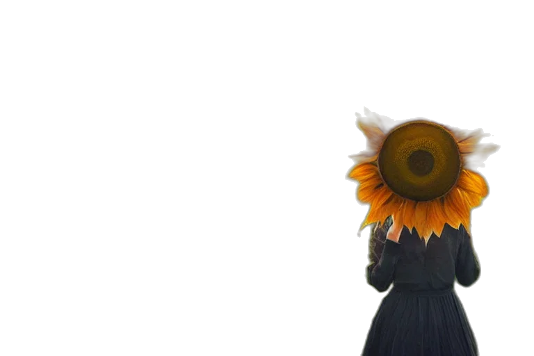flower, dress, crown, hat, 3d render, outer space, monochrome, golden transparent PNG cut-out