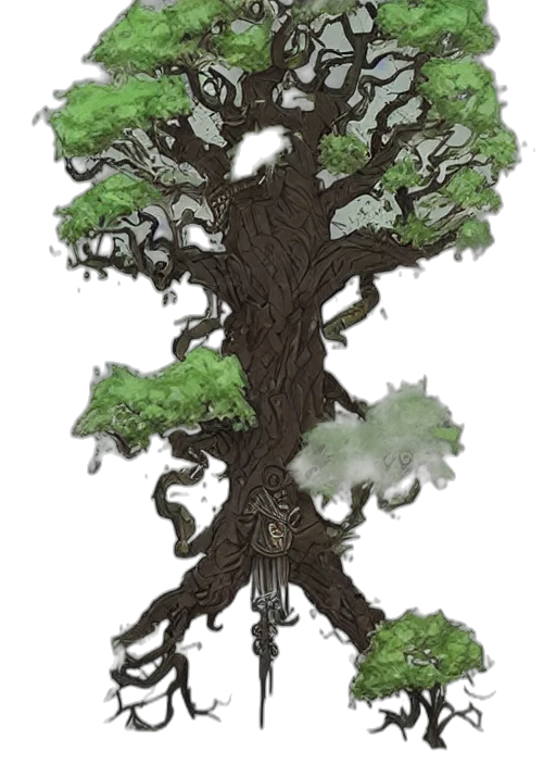 tree, staff, dragon, crown transparent PNG cut-out