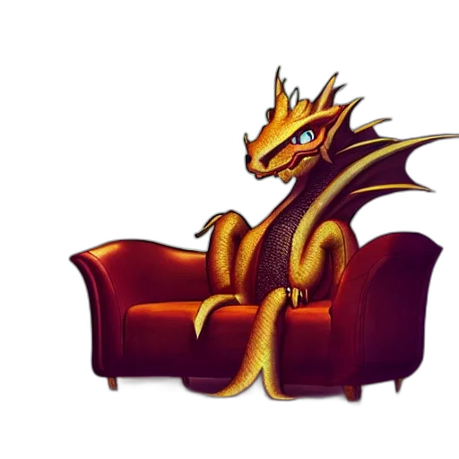 dragon, furniture, crown, staff, fantasy art, pixel art, concept art, 3d render transparent PNG cut-out