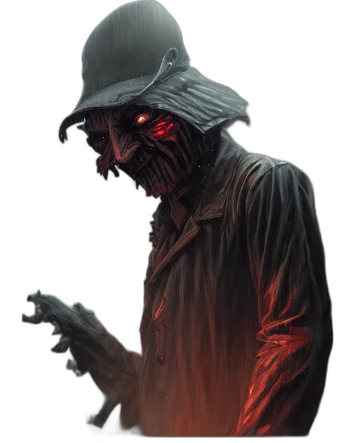 mask, face, creature, hat, concept art, comic book art, cyberpunk, fantasy art transparent PNG cut-out