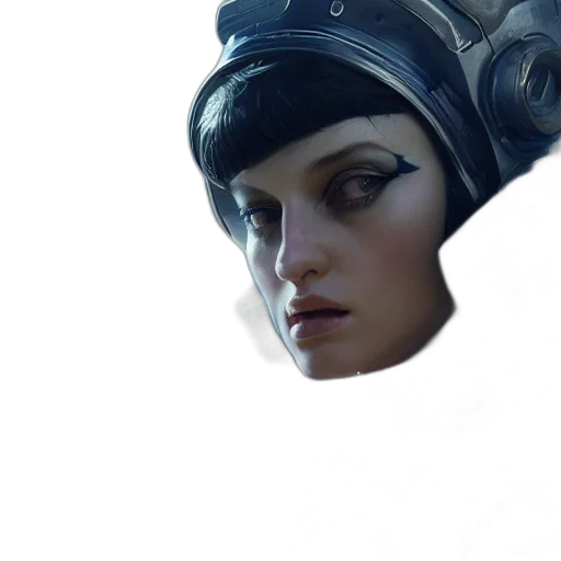 face, mask, robot, hat, concept art, photorealistic, fantasy art, 3d render transparent PNG cut-out