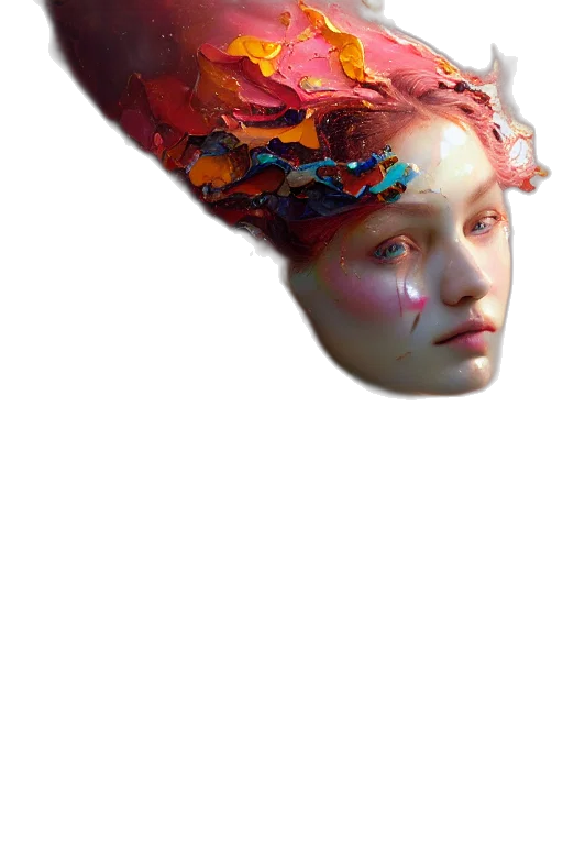 face, mask, crown, hat, photorealistic, 3d render, concept art, fantasy art transparent PNG cut-out