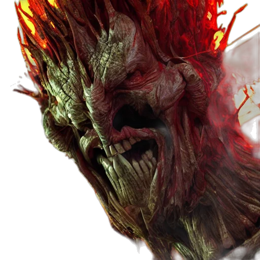 face, creature, mask, hair, concept art, photorealistic, 3d render, comic book art transparent PNG cut-out
