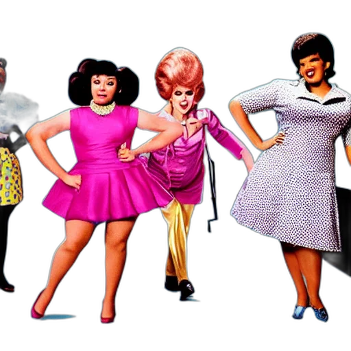 dress, cartoon, film, still, hairspray transparent PNG cut-out