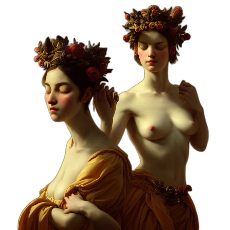 dress, crown, jewelry, oil painting, photorealistic, fantasy art, concept art, forest transparent PNG cut-out