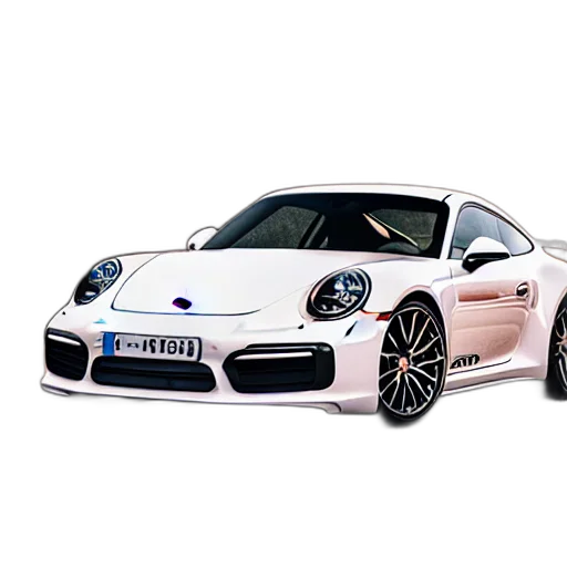 car, 3d render, photorealistic, concept art, white, porsche, racing, highway transparent PNG cut-out
