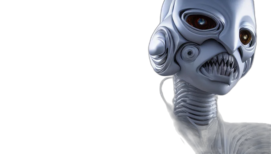 robot, mask, concept art, 3d render, photorealistic, white, satin, artstation transparent PNG cut-out