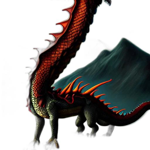 dragon, creature, animal, staff transparent PNG cut-out