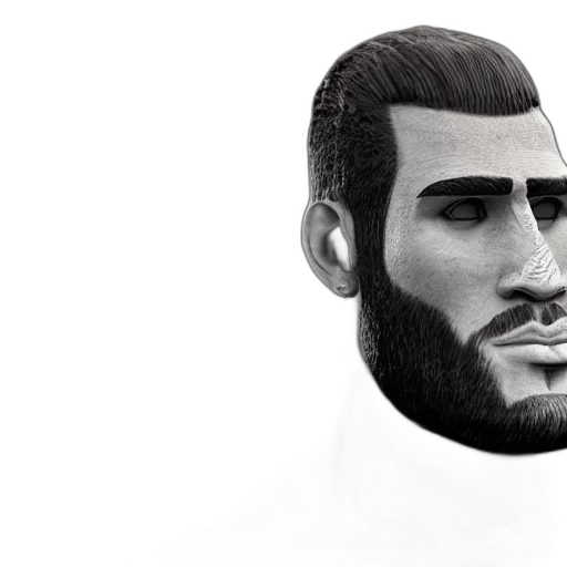 face, mask, staff, photorealistic, 3d render, cartoon, concept art, gigachad transparent PNG cut-out