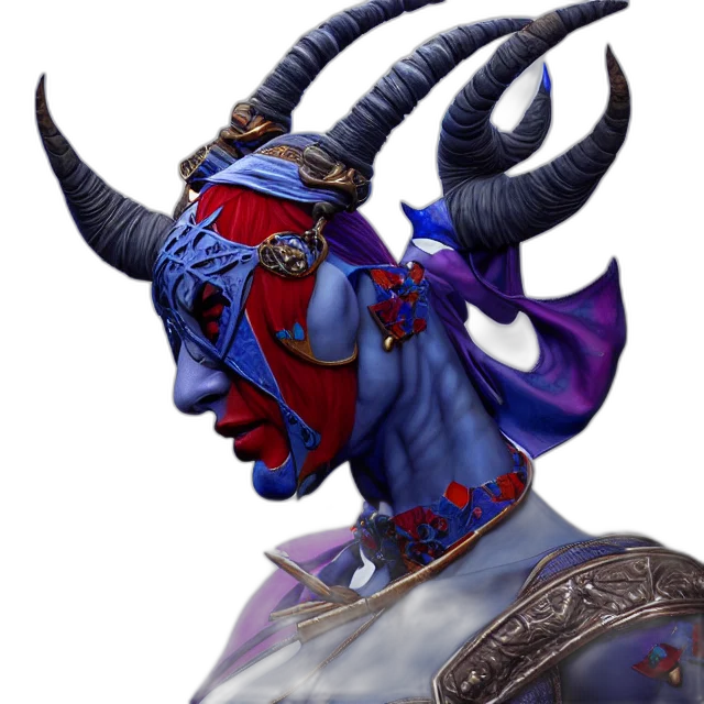 mask, staff, face, concept art, fantasy art, photorealistic, 3d render, blue transparent PNG cut-out