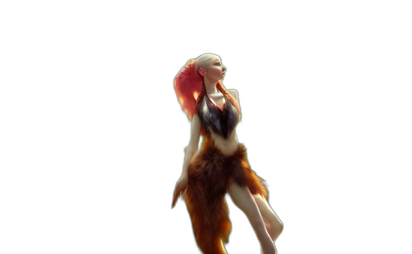 dress, creature, staff, dragon transparent PNG cut-out