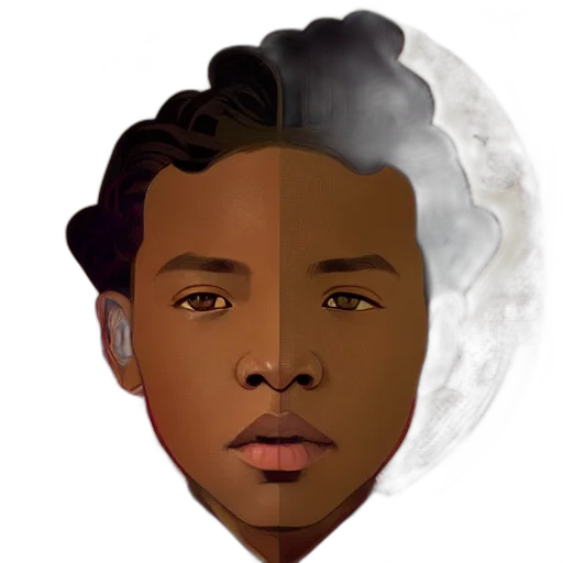 face, mask, concept art, cartoon, pixel art, photorealistic, colourful, upper transparent PNG cut-out