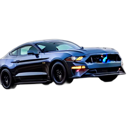 car, photorealistic, 3d render, concept art, cartoon, ford, mustang, driving transparent PNG cut-out