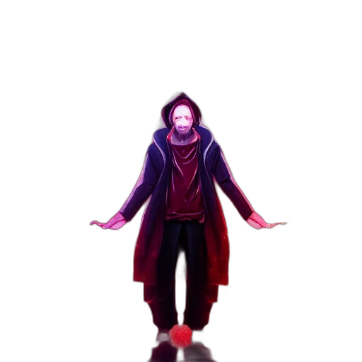jacket, staff, creature, concept art, pixel art, 3d render, fantasy art, outer space transparent PNG cut-out