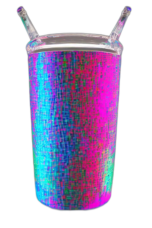 bottle, dress, hat, hair, vaporwave, 3d render, cyberpunk, pixel art transparent PNG cut-out
