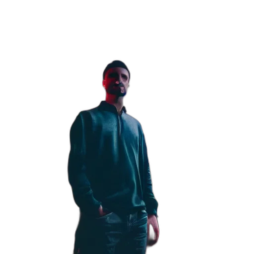 jacket, face, staff, creature, concept art, 3d render, pixel art, vaporwave transparent PNG cut-out