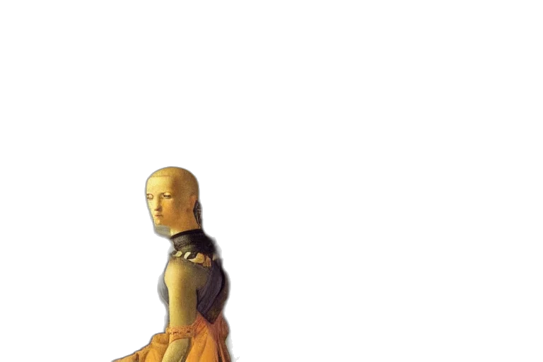 robot, dress, staff, face transparent PNG cut-out