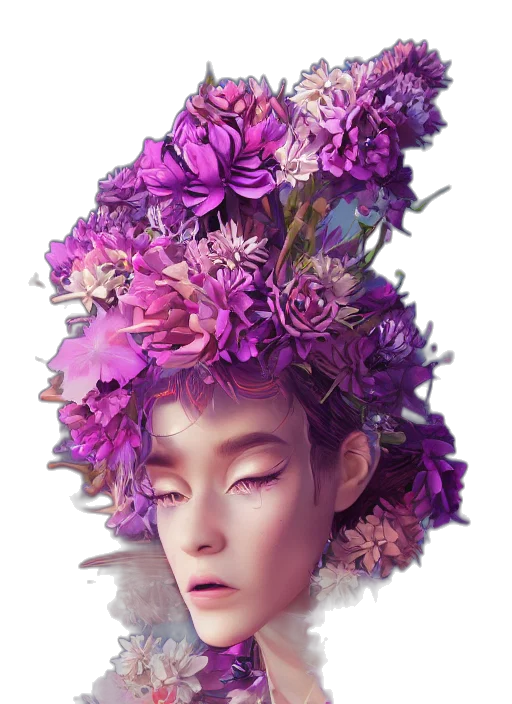 crown, flower, face, hat transparent PNG cut-out