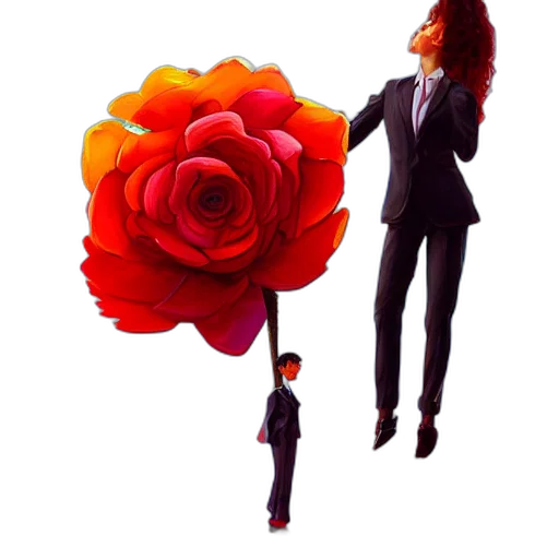 staff, umbrella, flower, concept art, 3d render, photorealistic, pixel art, red transparent PNG cut-out