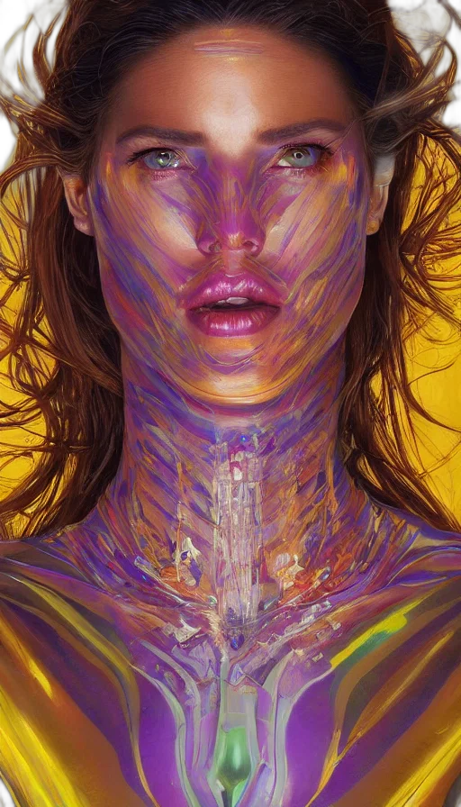 face, hair, mask, creature, photorealistic, cyberpunk, oil painting, fantasy art transparent PNG cut-out