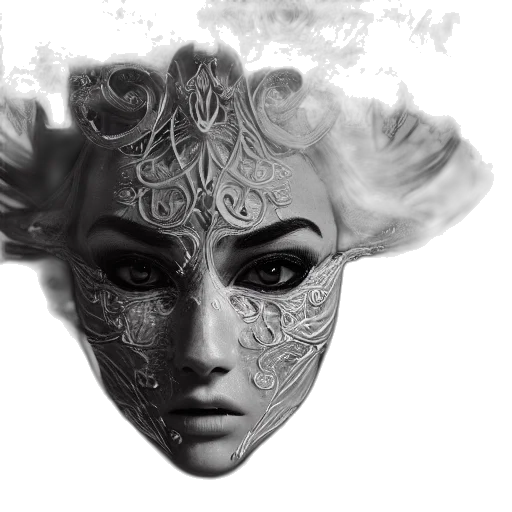 mask, face, crown, photorealistic, fantasy art, concept art, 3d render, outer space transparent PNG cut-out