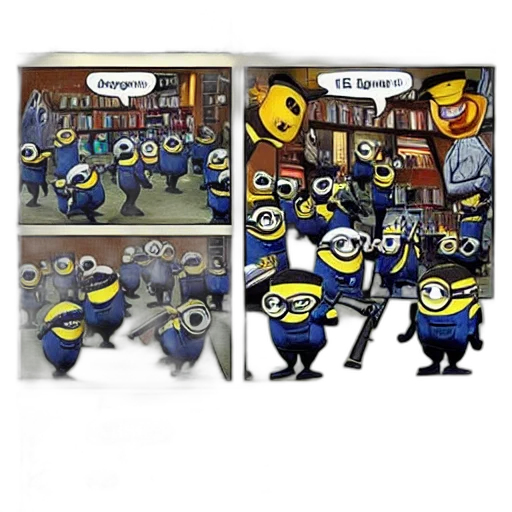 concept art, 3d render, comic book art, cartoon, minions, during, world, war transparent PNG cut-out