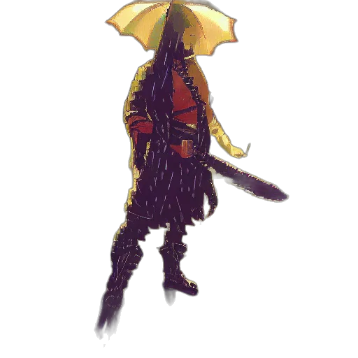 umbrella, staff, jacket, hat, concept art, pixel art, watercolor, fantasy art transparent PNG cut-out