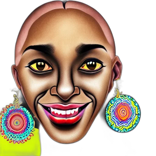 face, photorealistic, cartoon, concept art, fantasy art, adult, black, woman transparent PNG cut-out