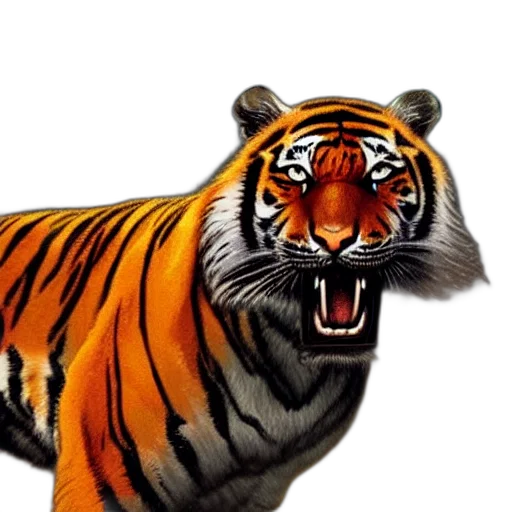 animal, creature, face, photorealistic, 3d render, concept art, oil painting, tiger transparent PNG cut-out