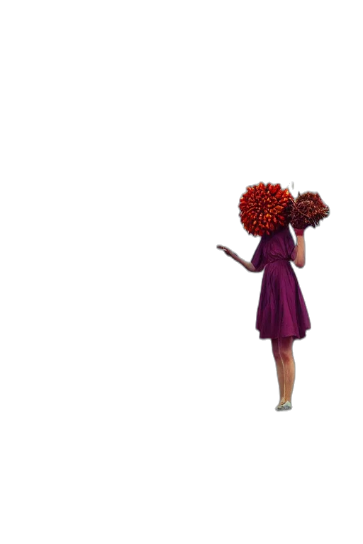 dress, hat, flower, hair, 3d render, concept art, photorealistic, pixel art transparent PNG cut-out