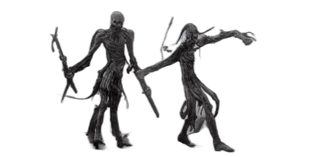 creature, staff, concept art, 3d render transparent PNG cut-out