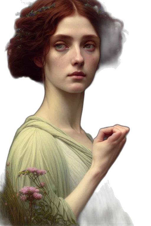 face, staff, dress, crown, fantasy art, photorealistic, concept art, oil painting transparent PNG cut-out