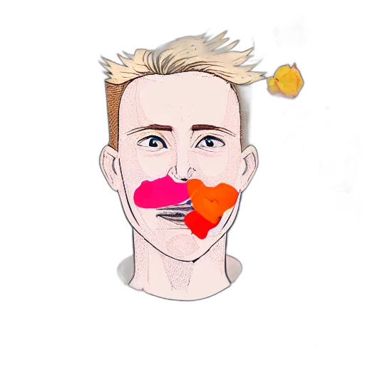 face, mask, cartoon, pixel art, concept art, anime, blonde, man transparent PNG cut-out