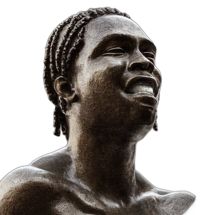 face, photorealistic, 3d render, stoic, statue, ronaldinho, smiling, making transparent PNG cut-out