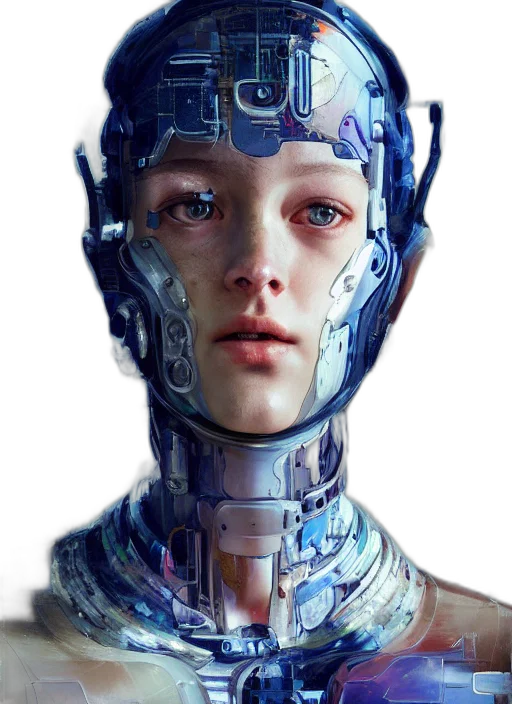robot, face, mask, cyberpunk transparent PNG cut-out