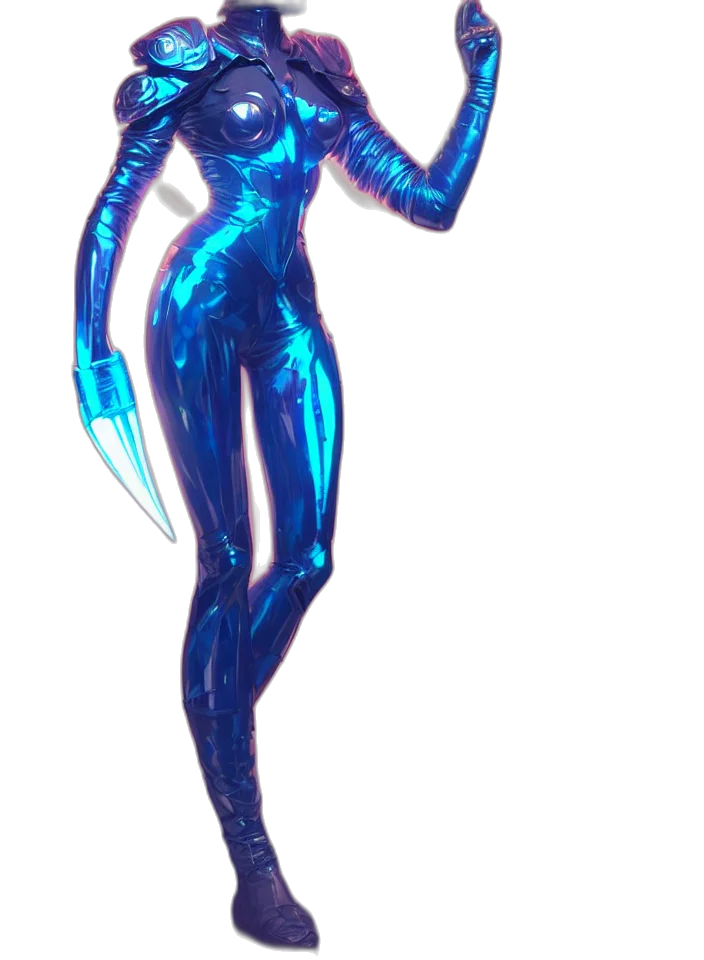 robot, staff, creature, dress, concept art, cyberpunk, fantasy art, vaporwave transparent PNG cut-out