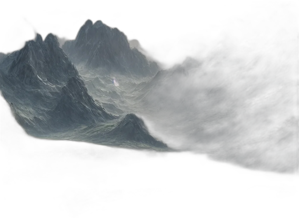 dragon, sword, hair, 3d render, concept art, photorealistic, fantasy art, fog transparent PNG cut-out