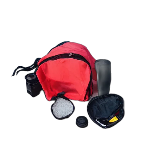 hat, jacket, umbrella, photo, backpack, under, table transparent PNG cut-out