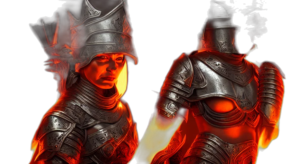 concept art, fantasy art, 3d render, photorealistic, fire, red, epic, portrait transparent PNG cut-out
