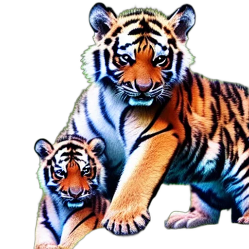 animal, creature, photorealistic, oil painting, 3d render, concept art, baby, tiger transparent PNG cut-out