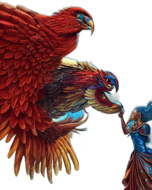 concept art, fantasy art, blue, red, man, woman, mythology, rides transparent PNG cut-out